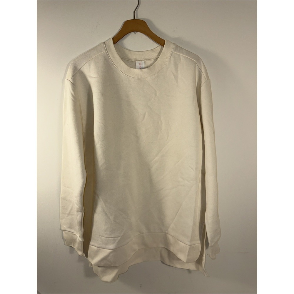 Alternative Apparel Sweatshirt Women L Cream Fleece Crewneck Soft Oversized New
